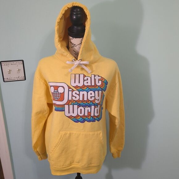 Walt Disney World Retro Logo Yellow Pullover Hoodie Jacket Adult Small M… - Picture 1 of 5